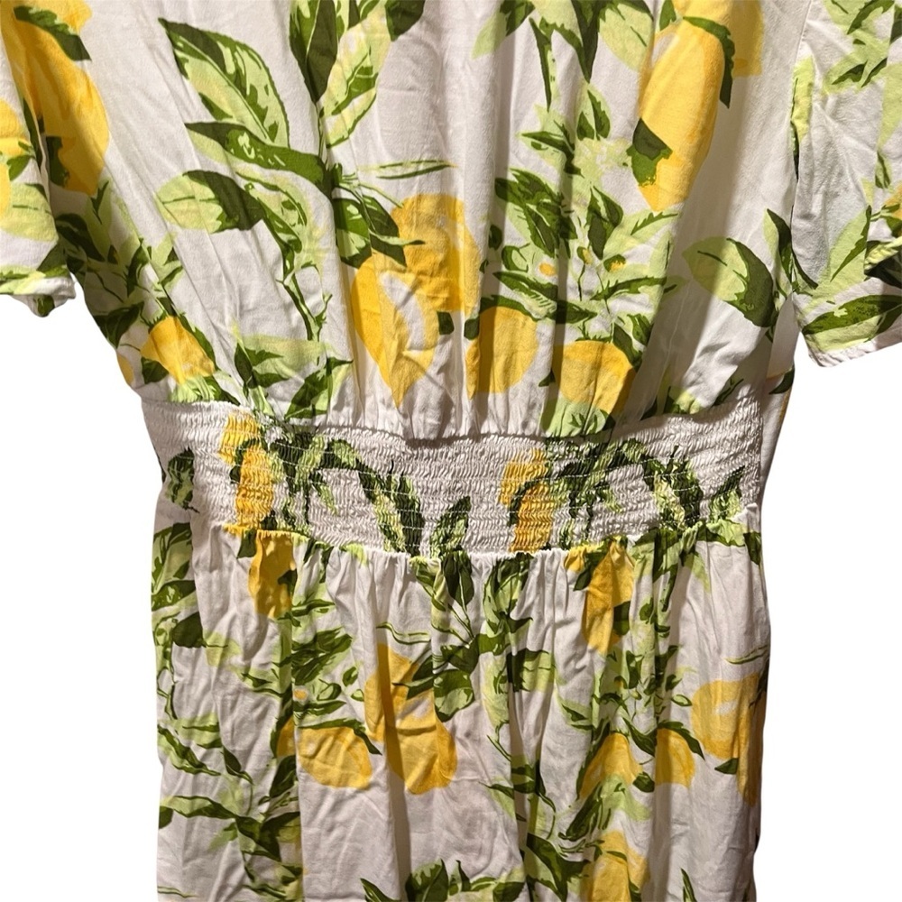 LOFT Lemon Print Mini Dress - Yellow and Green sz 12 - Picture 6 of 14